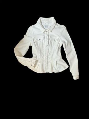Guess Women’s White Peplum Denim Jacket
